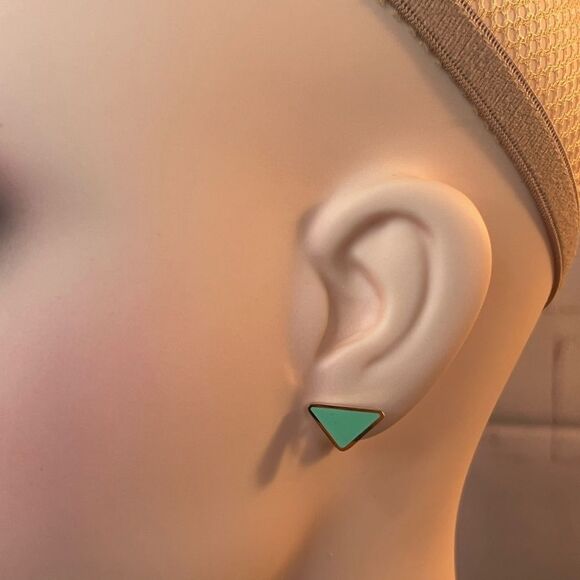 Vintage Teal triangle prada pushback earrings - Picture 9 of 9
